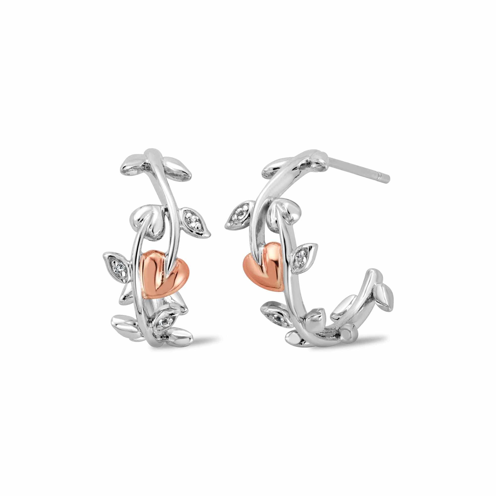 Tree of Life® Sterling Silver Vine Half-Hoop Earrings with Topaz
