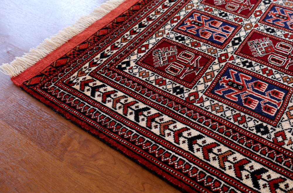 トルクメン絨毯 130×87cm 水色 イラン・トルクメン族｜クラフトワーク