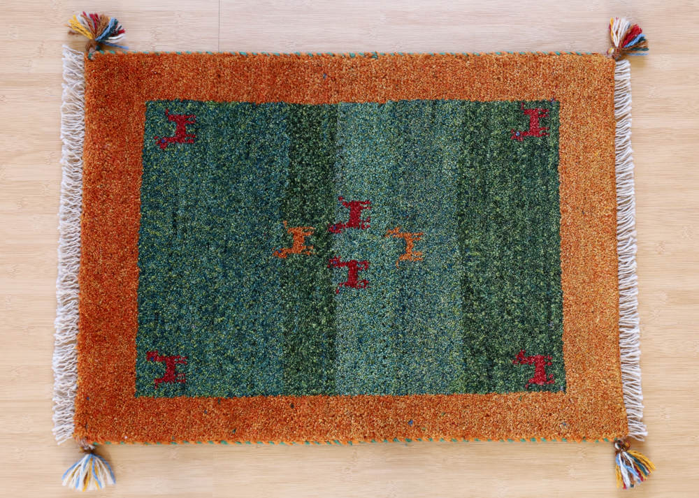 ギャッベ玄関マット（幅80cm） イラン産 手織り 70×51cm cg21498