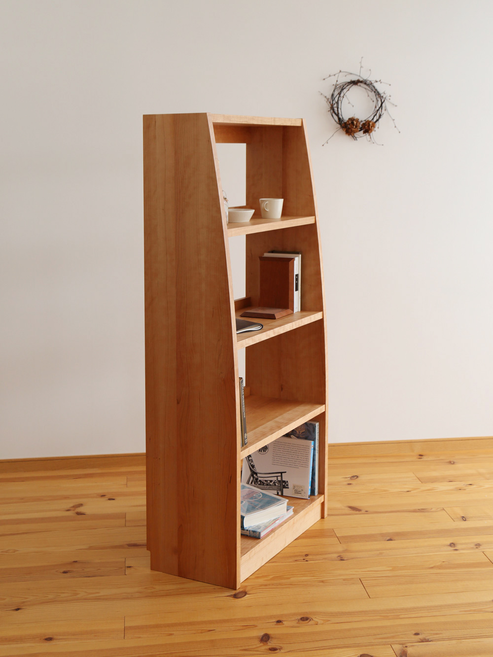 チェリー無垢材のオーダーブックシェルフ（本棚・幅70cm）C-266・家具