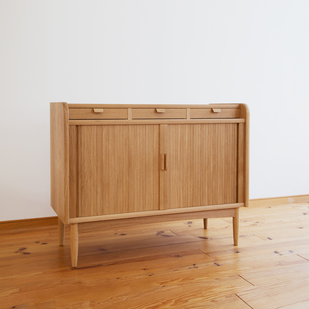 オーダー家具・C-475 ナラ材で作った蛇腹のキャビネット 長野県の家具