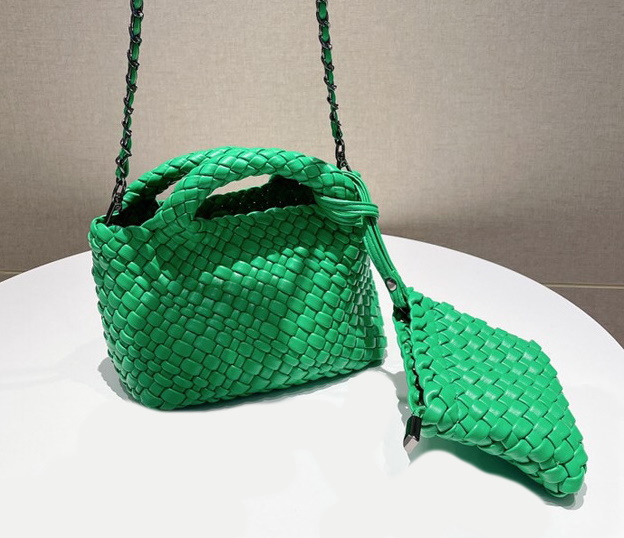 Woven leather mini braided tote shoulder bag レザーミニ編み込み