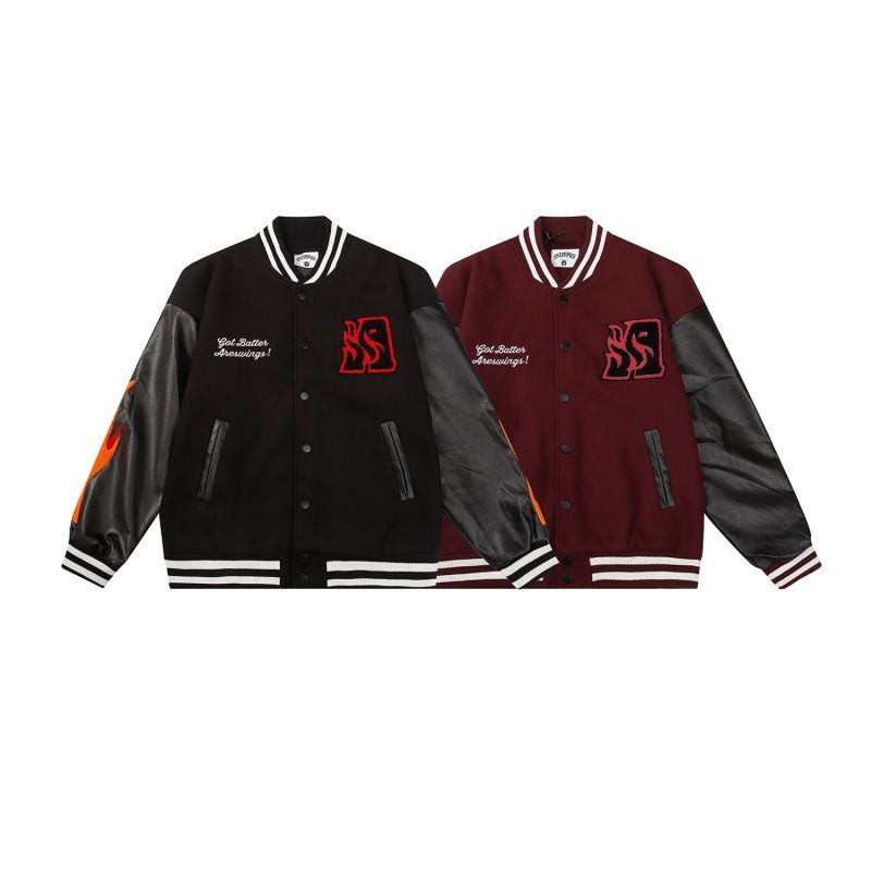 Fire cross motif emblem baseball uniform BASEBALL JACKET blouson