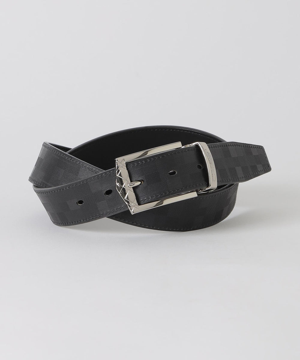 チェックバックルエンボスクレストブリッジチェックリバーシブルベルト