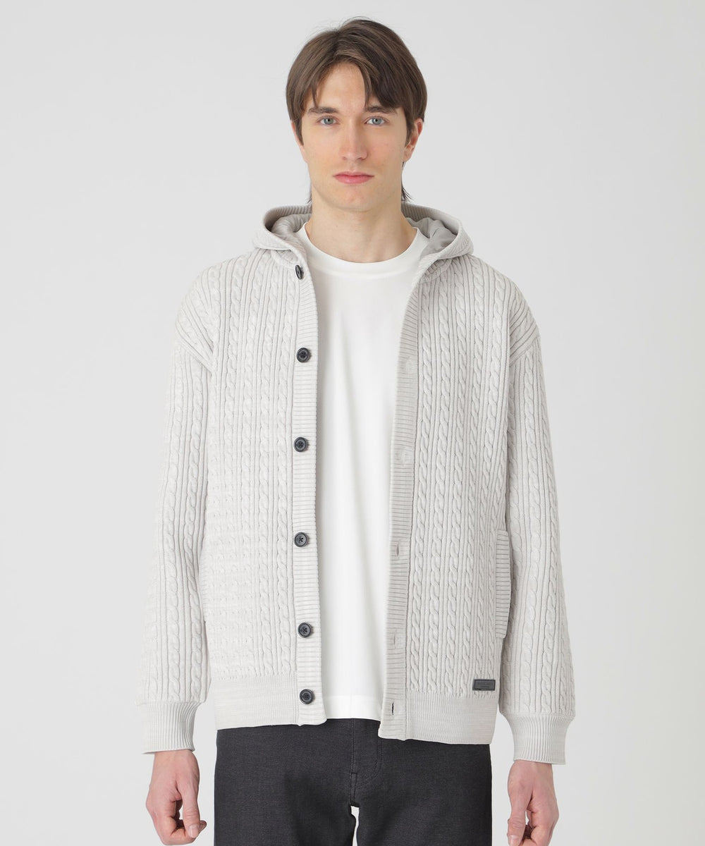 チェックコンビフードカーディガン（ニットウェア）｜BLACK LABEL