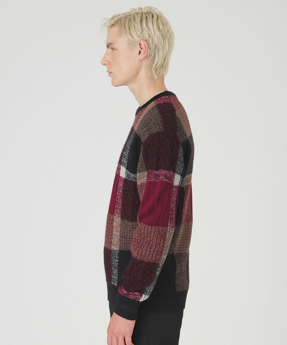 テクスチャーミックスクレストブリッジチェックニット（ニットウェア