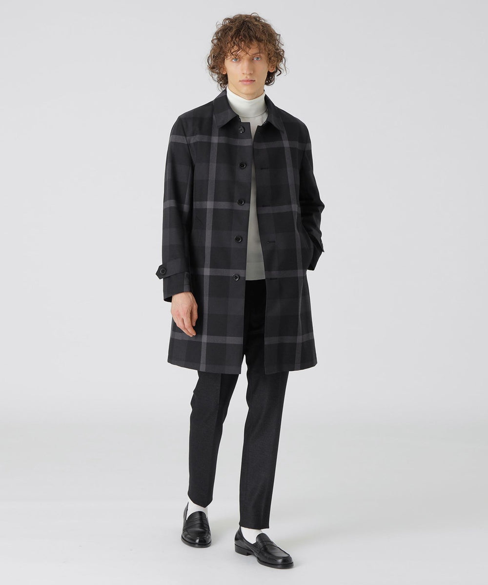 テクニカルウールクレストブリッジチェックステンカラーコート（コート