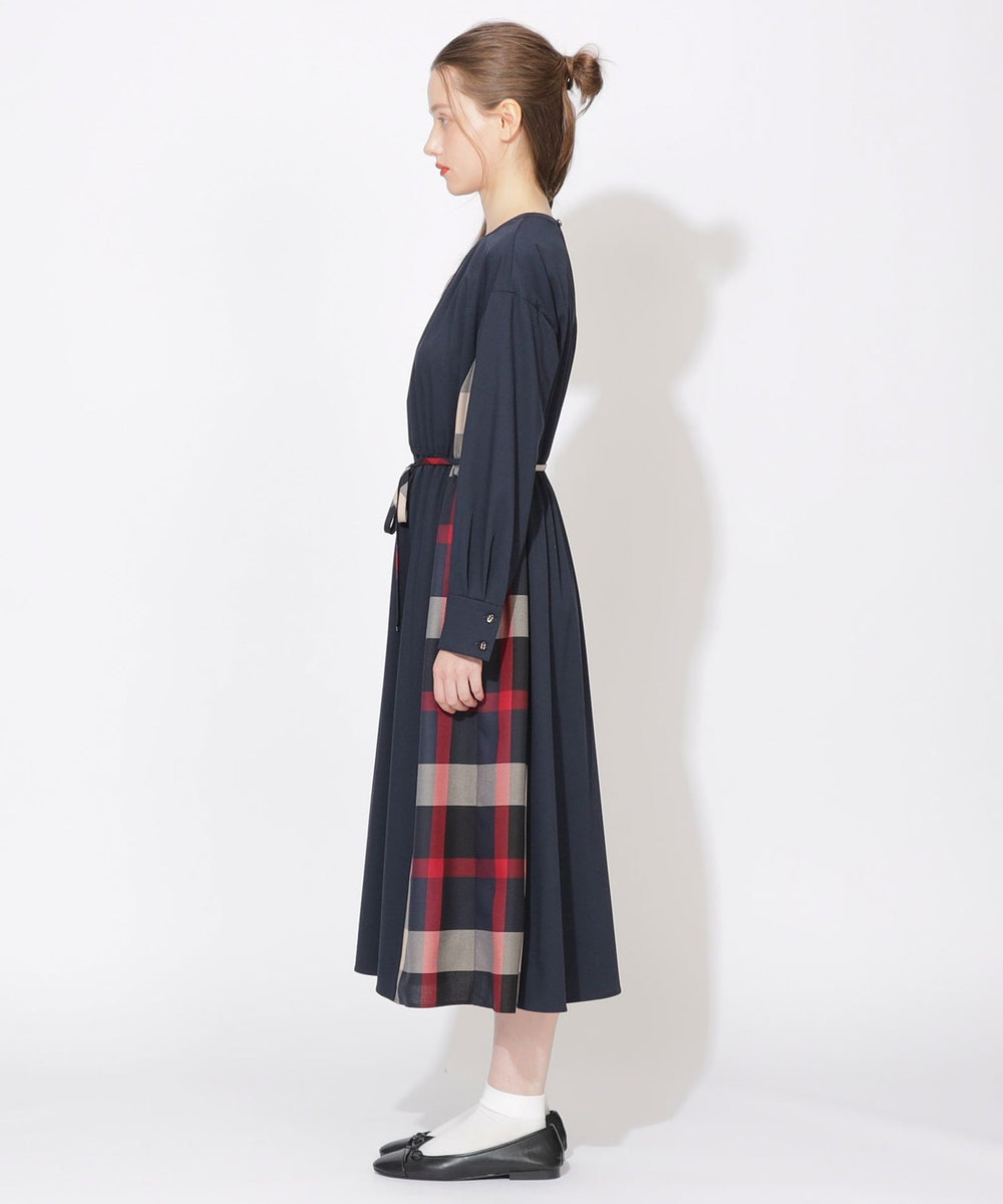 ブルーレーベルクリストブリッジ ロングワンピース ニット切替 黒 38