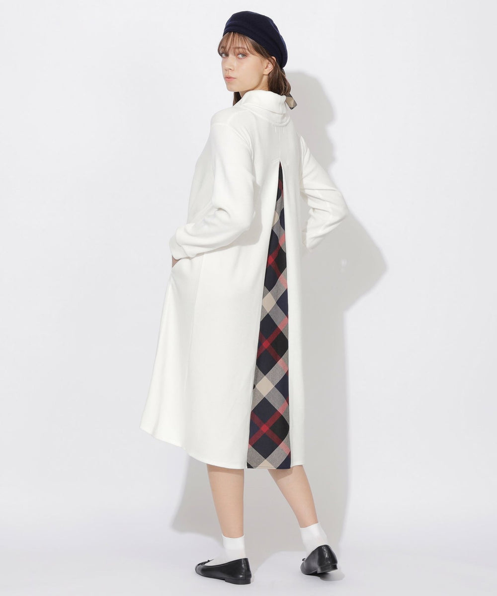 Meシリーズ】バックチェック切替タートルワンピース（ドレス）｜CB