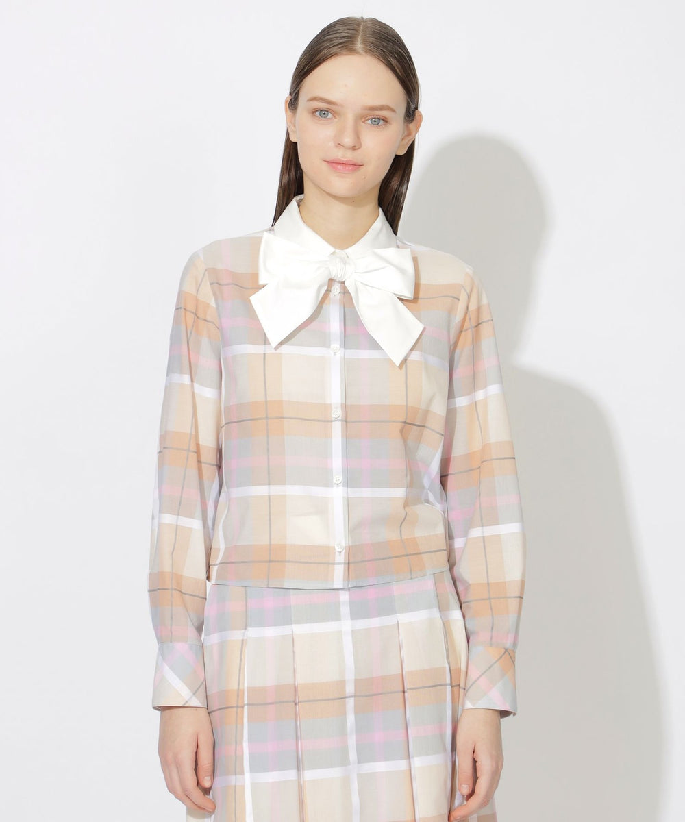 クレストブリッジチェックシャドードビーブラウス（ブラウス）｜BLUE