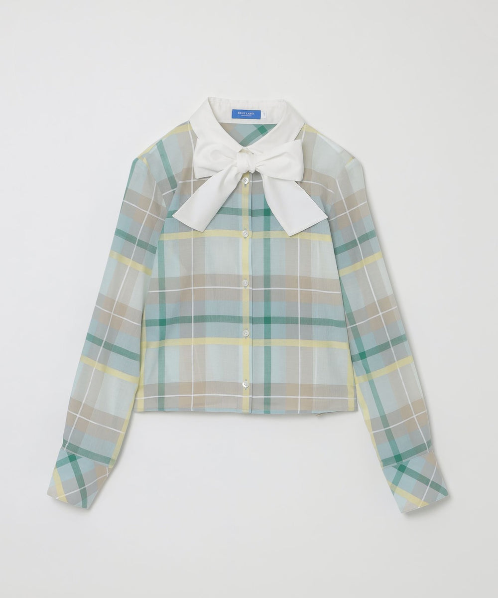 クレストブリッジチェックシャドードビーブラウス（ブラウス）｜BLUE