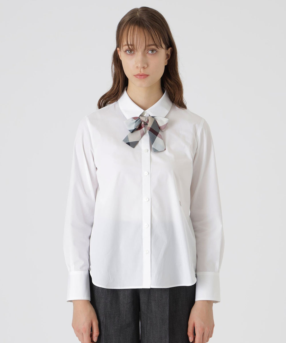ソリッドブロードリボンタイ付きシャツ（ブラウス）｜BLUE LABEL
