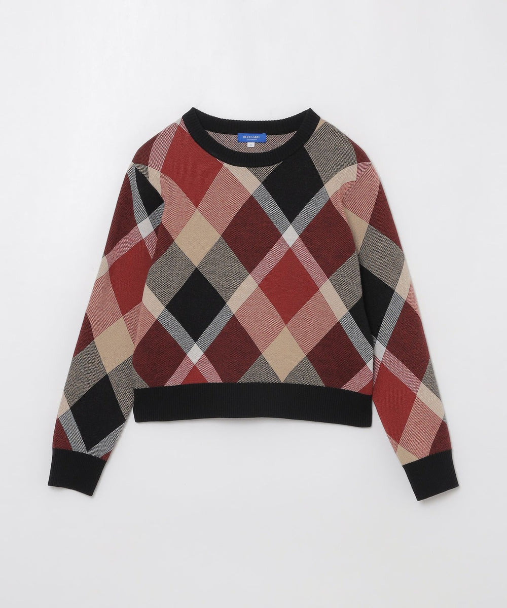 クレストブリッジチェックウーリージャカードプルオーバー（ニット