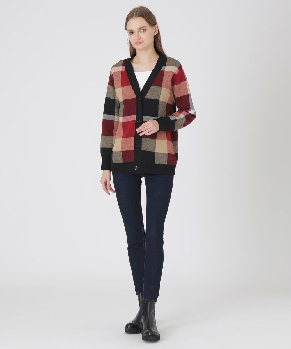 クレストブリッジチェックウーリージャカードカーディガン（ニット