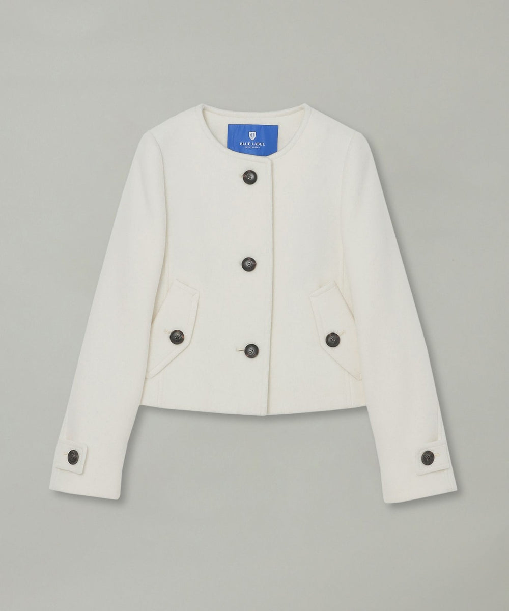 ファインダブルビーバーノーカラージャケット（コート）｜BLUE LABEL