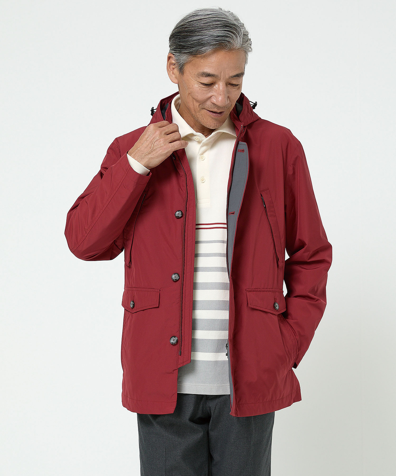 メンズ タフタ フード付き マウンテン パーカー通販 [1004-55408