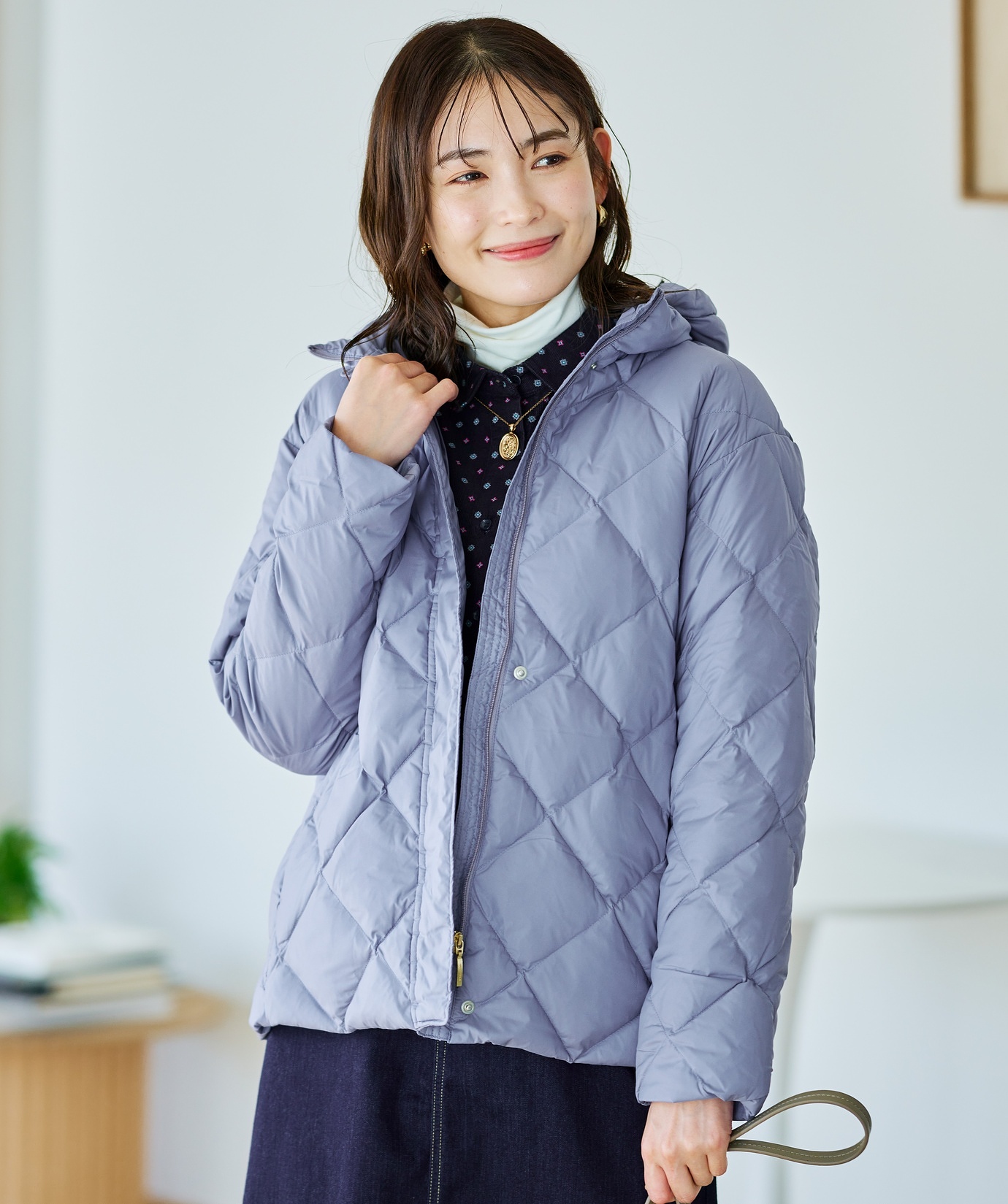 レディース 2WAYフード キルトダウン ジャケット【撥水加工】通販