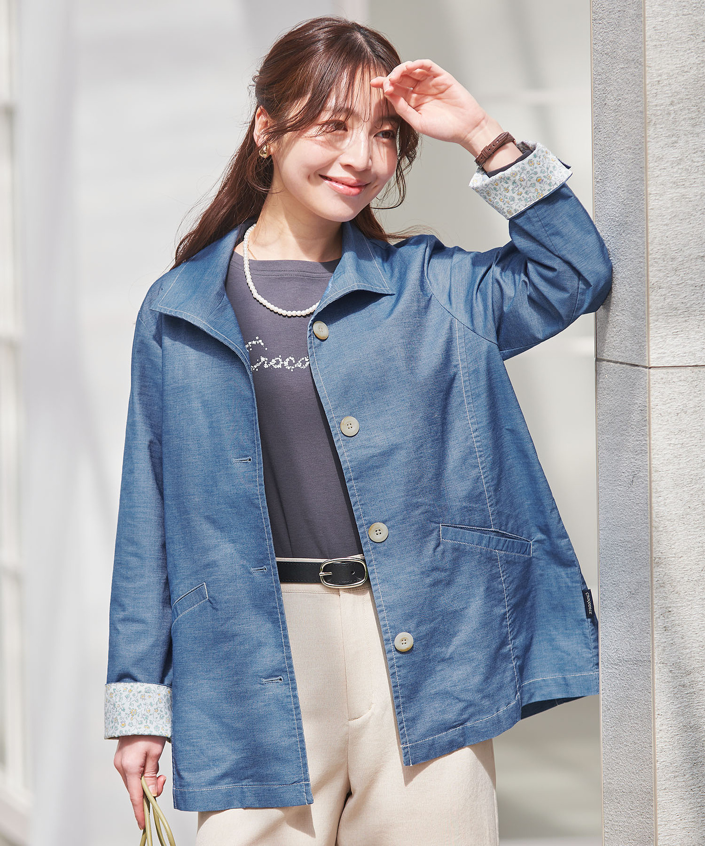 レディース デニムライク カバーオール ジャケット通販 [0304-51406