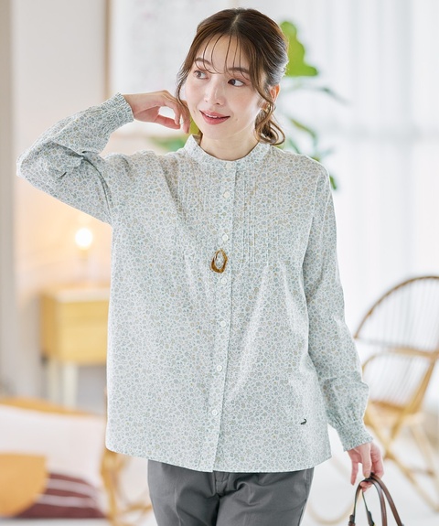 レディース 花柄プリント ピンタック ブラウス【オンラインショップ