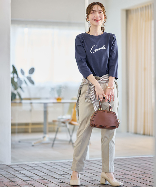 レディース リボンロゴプリント 七分袖 Tシャツ通販 [0302-55206