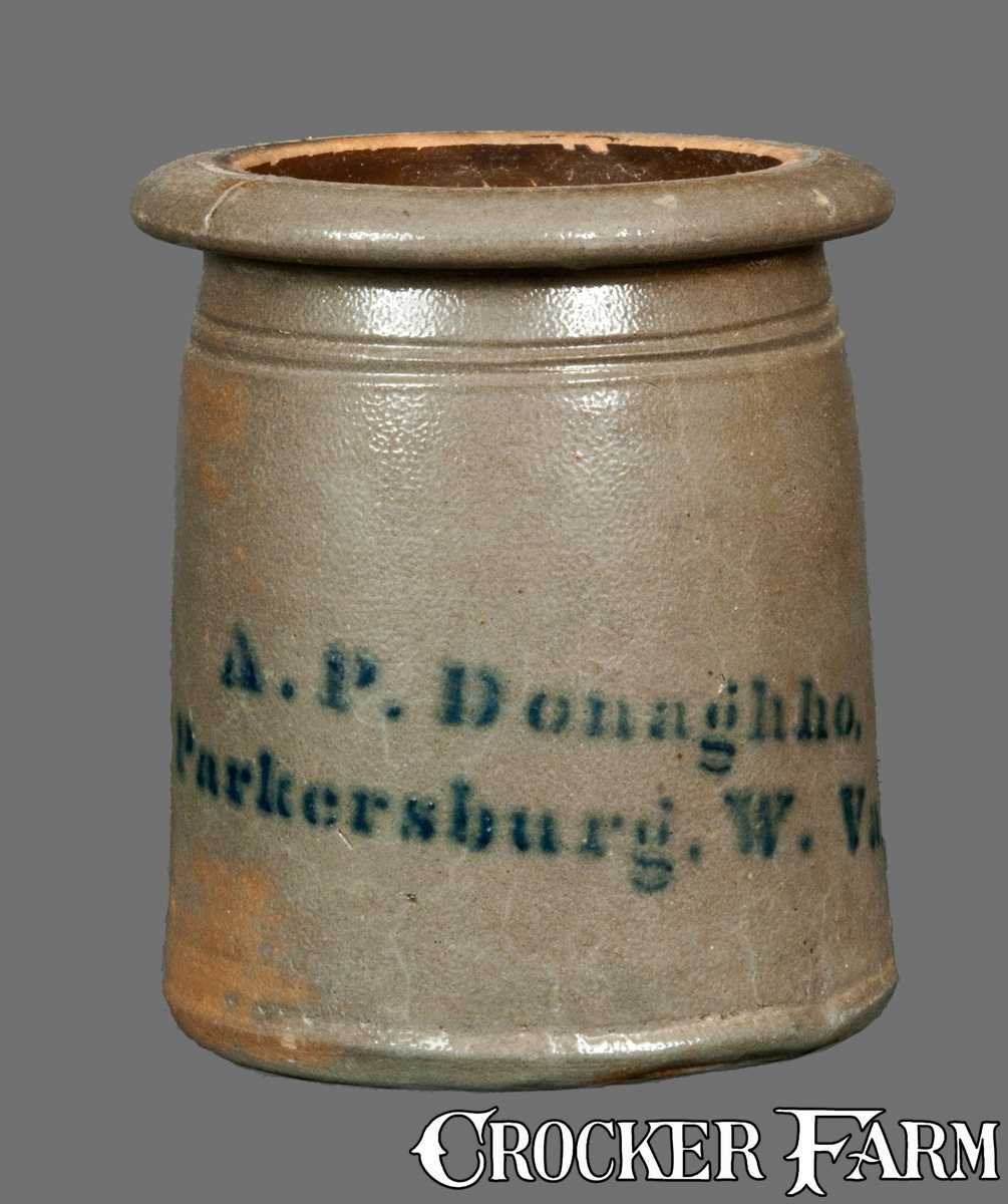 A. P. DONAGHHO / PARKERSBURG, WV Top Hat Form Stoneware Canning