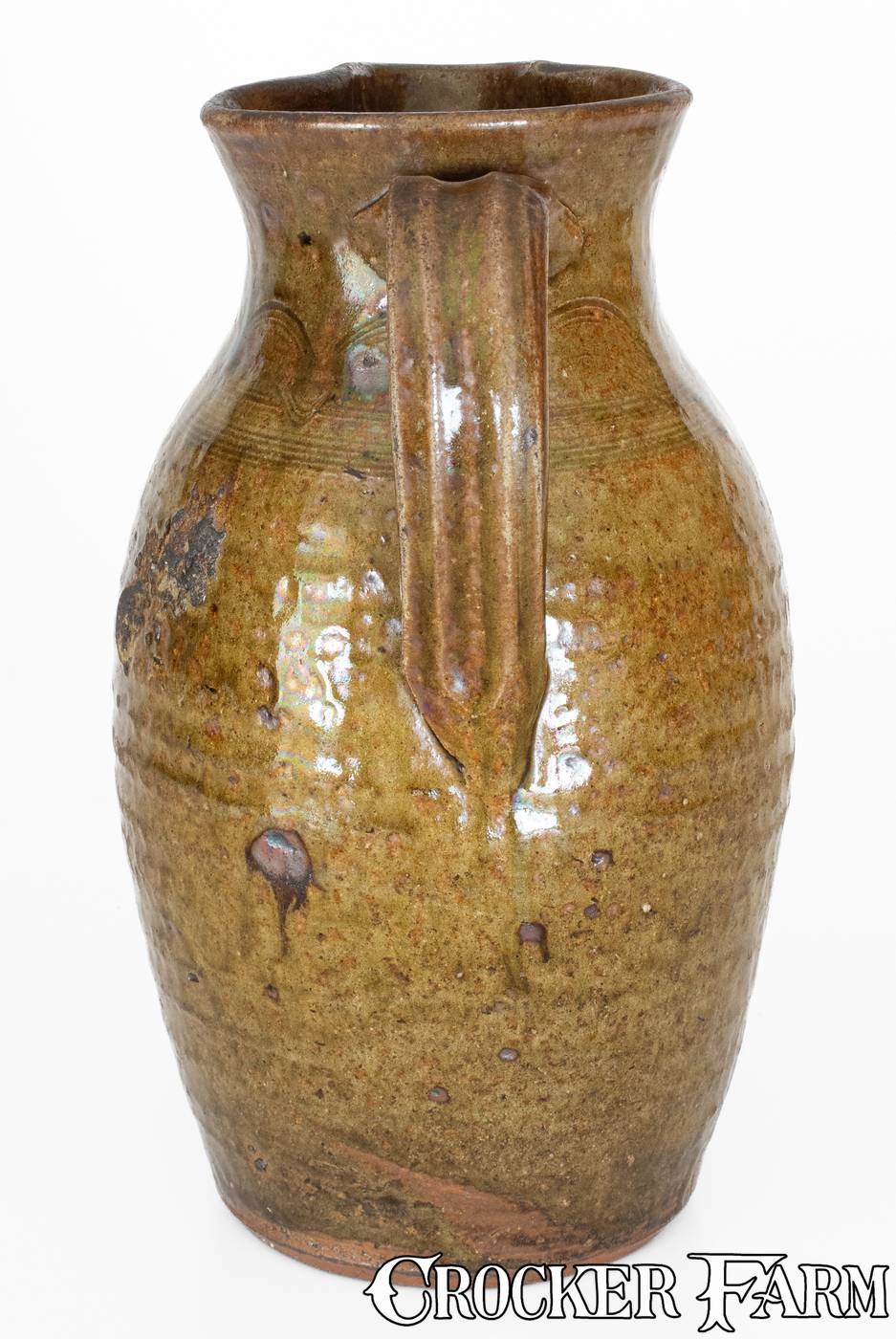 Rare Alkaline-Glazed Stoneware Pitcher attrib. Thomas Owenby