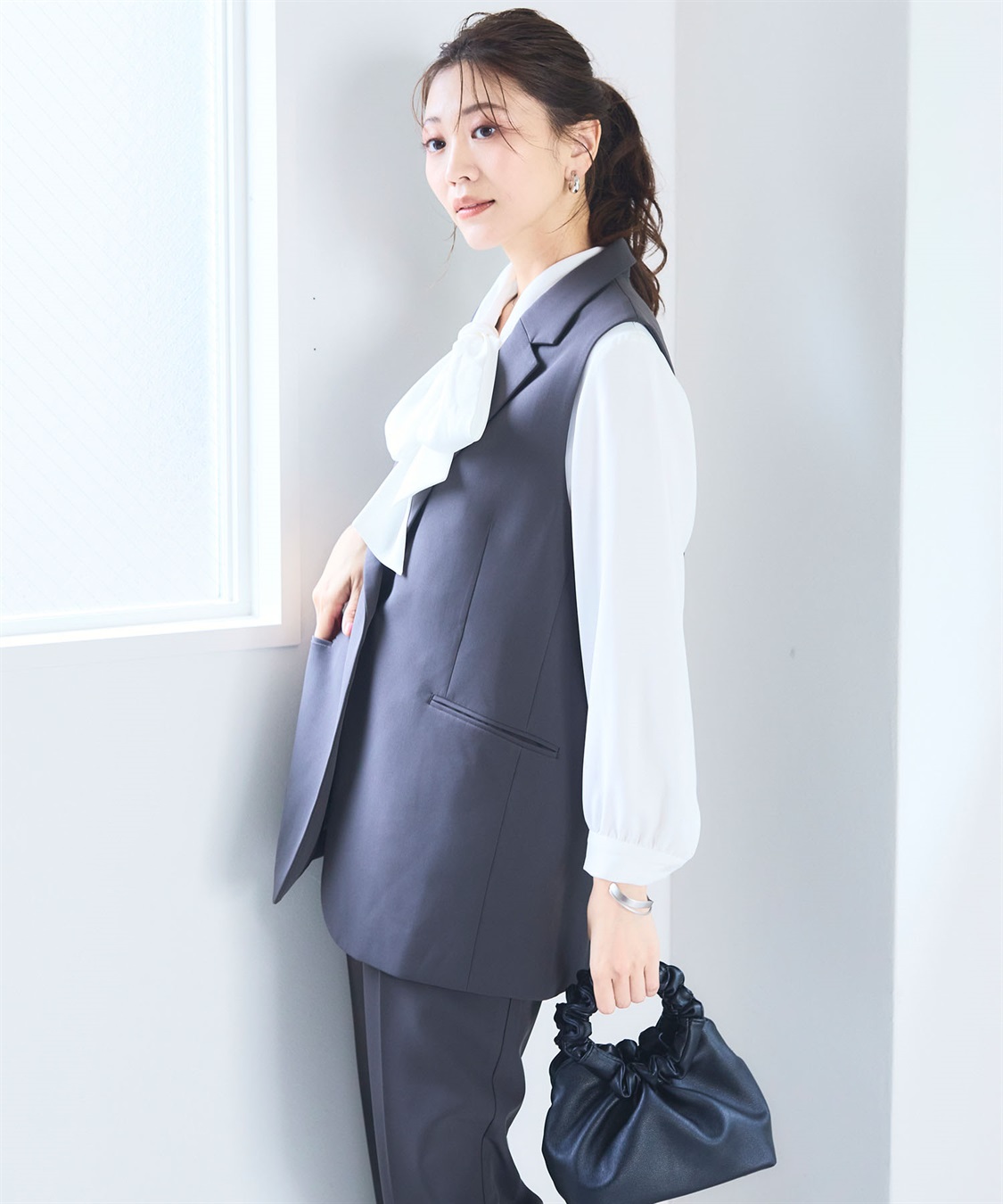 洗える・ストレッチ》正解 ダブルクロステーラードジレ【CF/クロス