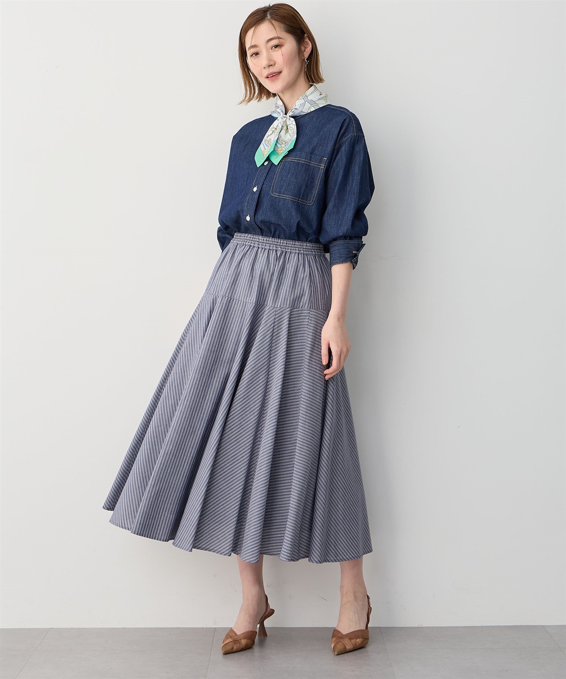 ストライプフレアスカート Petit Honfleur｜クロスプラス公式通販サイト