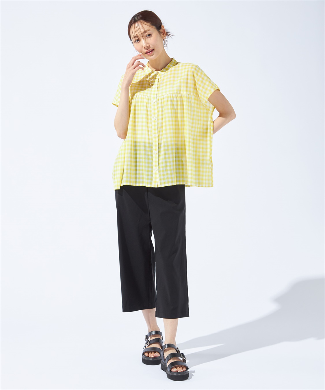 ギンガムチェックブラウス Petit Honfleur｜クロスプラス公式通販サイト