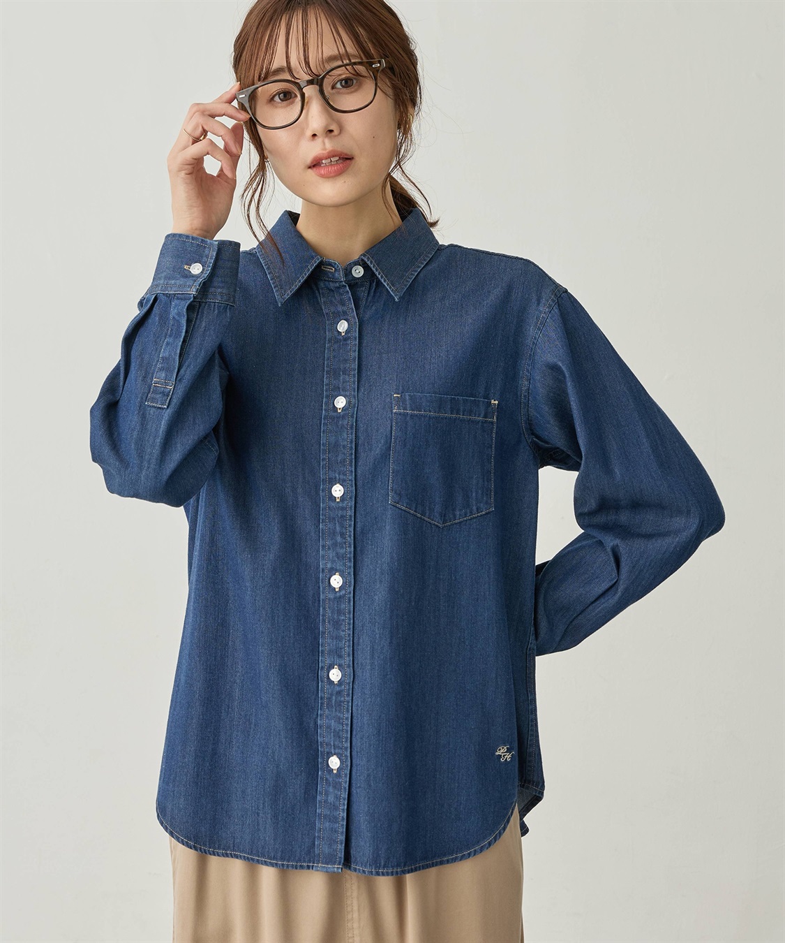 襟付きデニムシャツ Petit Honfleur｜クロスプラス公式通販サイト