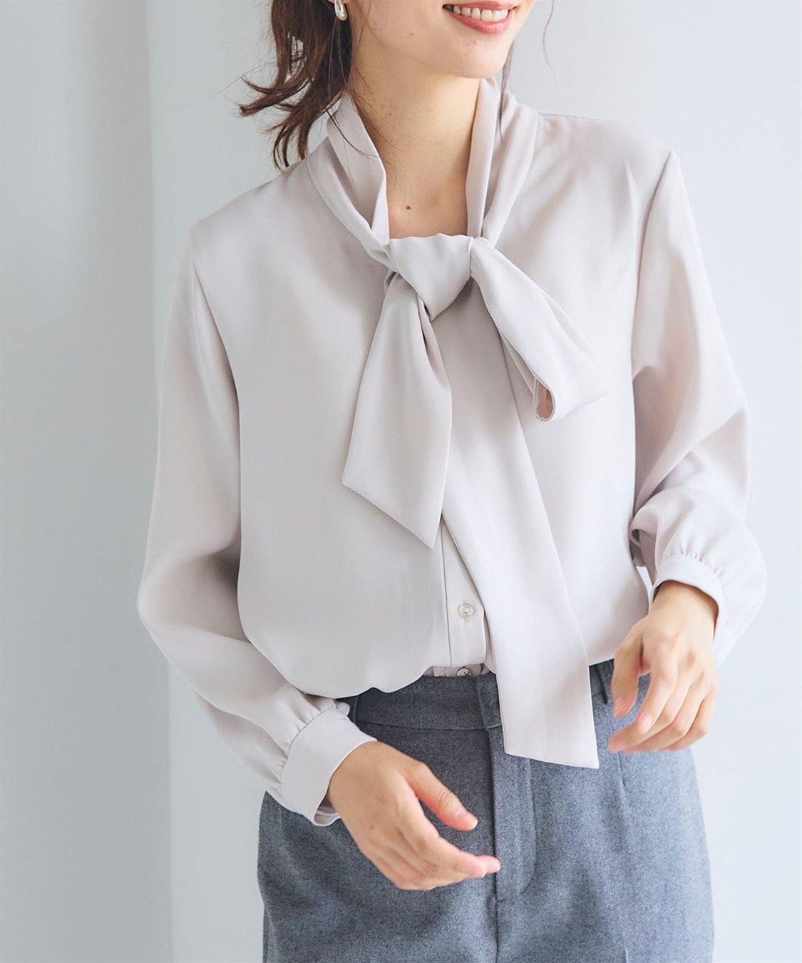 洗える》正解 リボンボウタイブラウス【CF/クロスファンクション