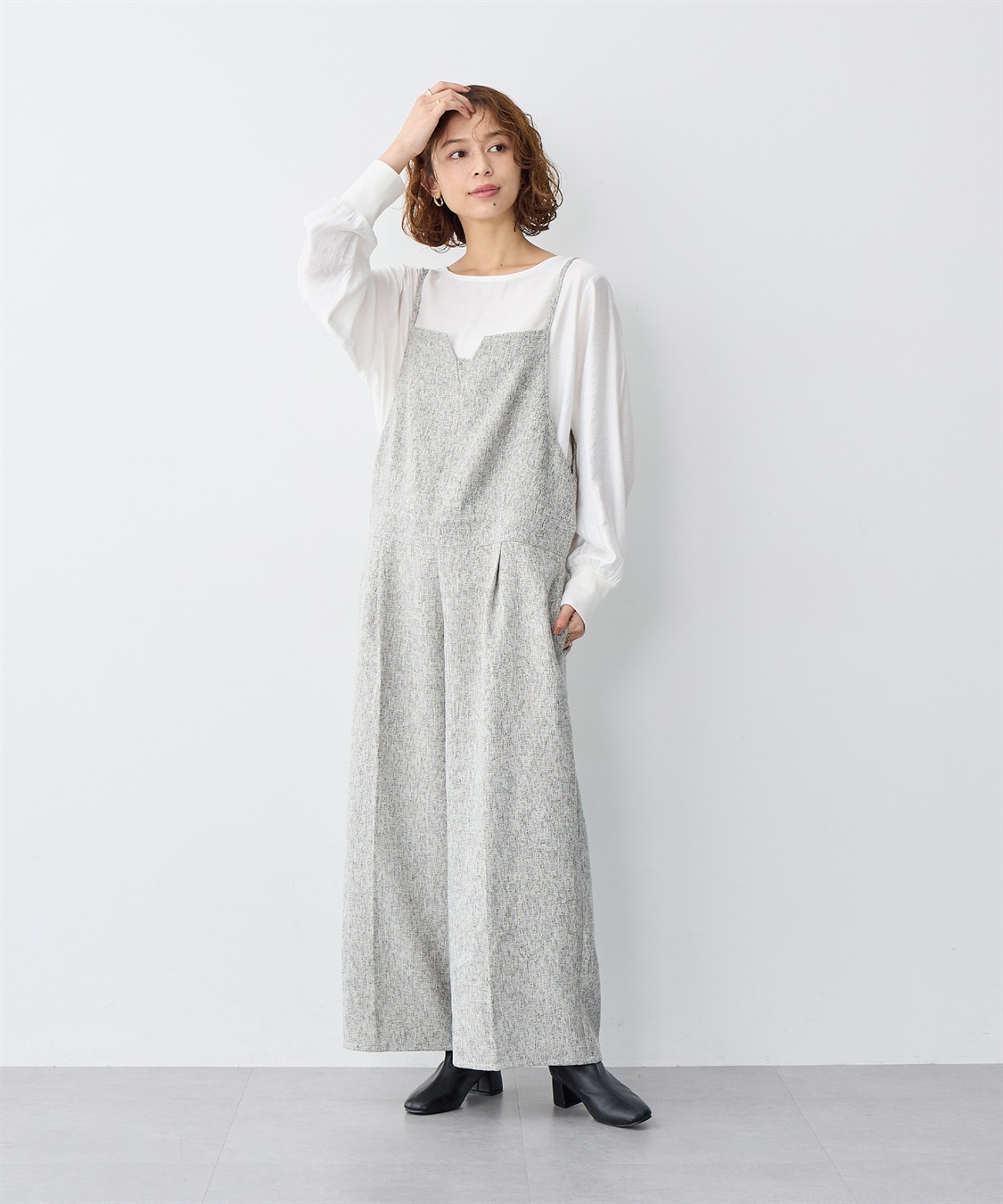 anyfee/大きいサイズ】ツイードキャミビスチェ風サロペット