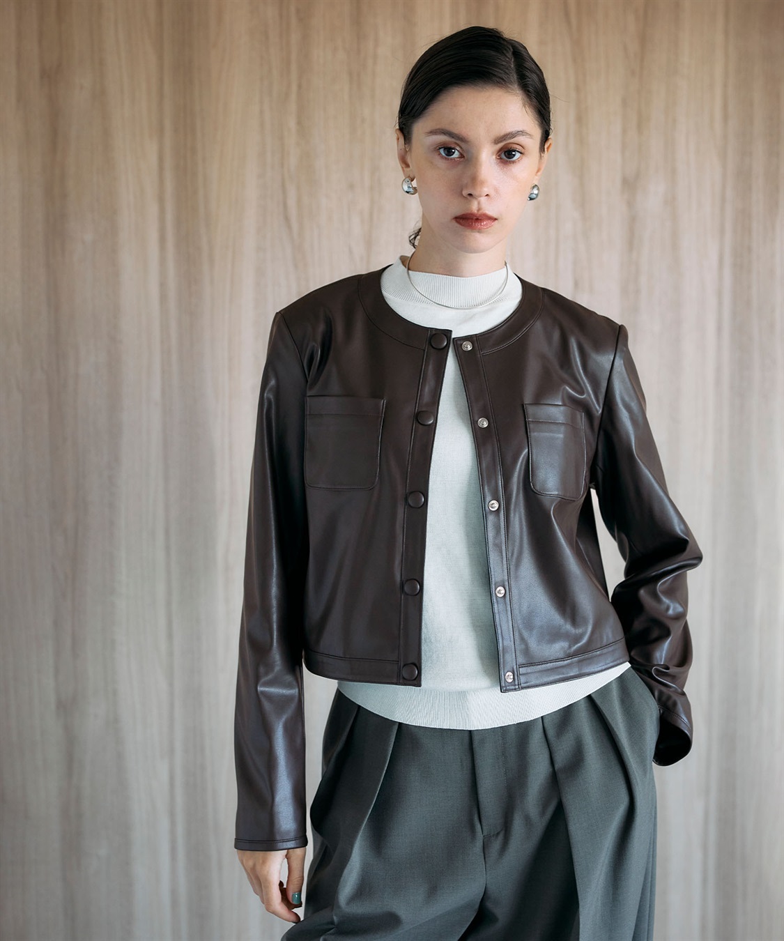 フェイクレザーショートジャケット N.O.R.C｜クロスプラス公式通販サイト