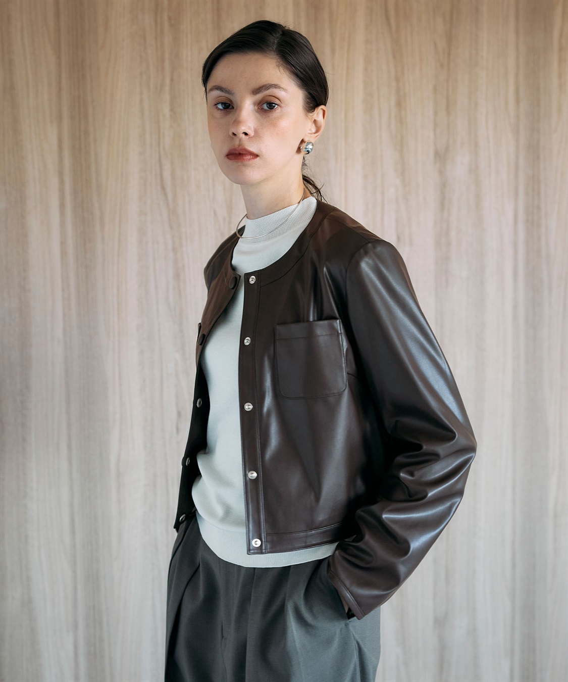 フェイクレザーショートジャケット N.O.R.C｜クロスプラス公式通販サイト