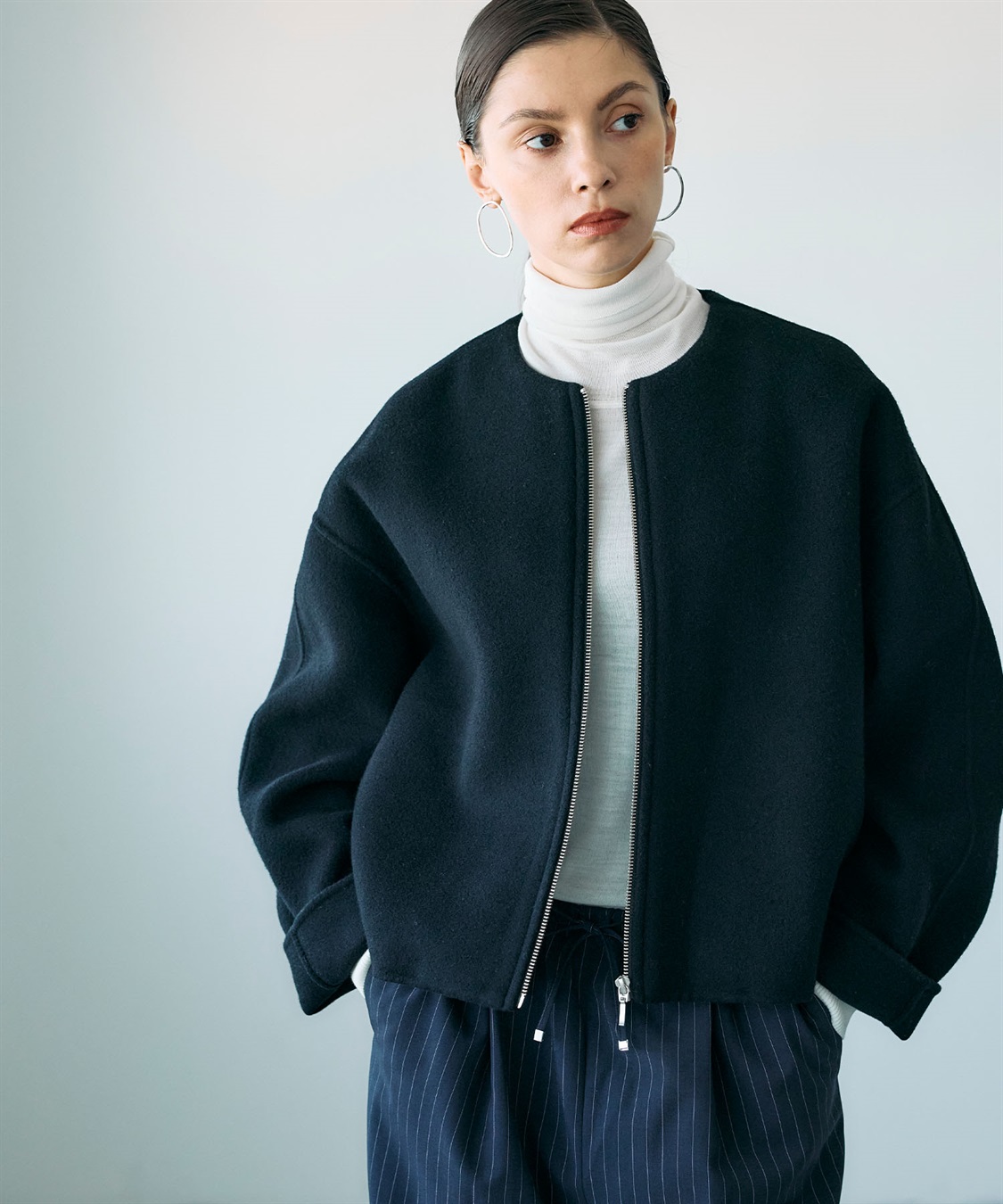 ウールメルトンショートジップリバーコート N.O.R.C｜クロスプラス公式