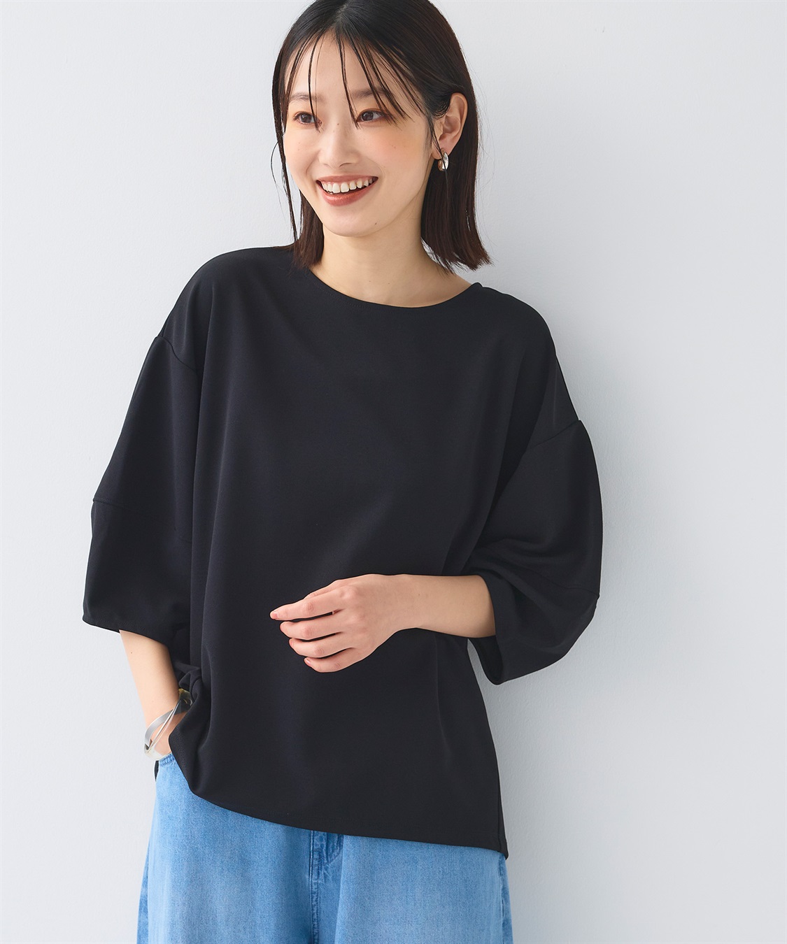 UV/シワになりにくい》サマ美え ジョーゼットバルーンスリーブトップス