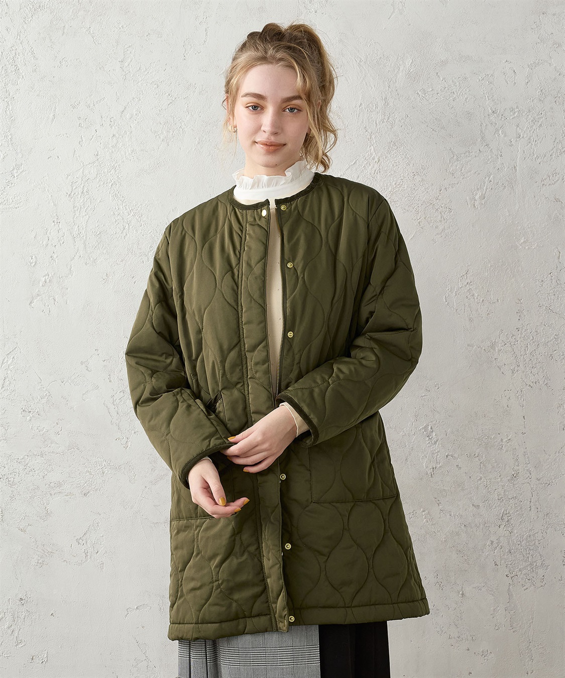 ノーカラー ロングキルトジャケット LE SOUK HOLIDAY｜クロスプラス