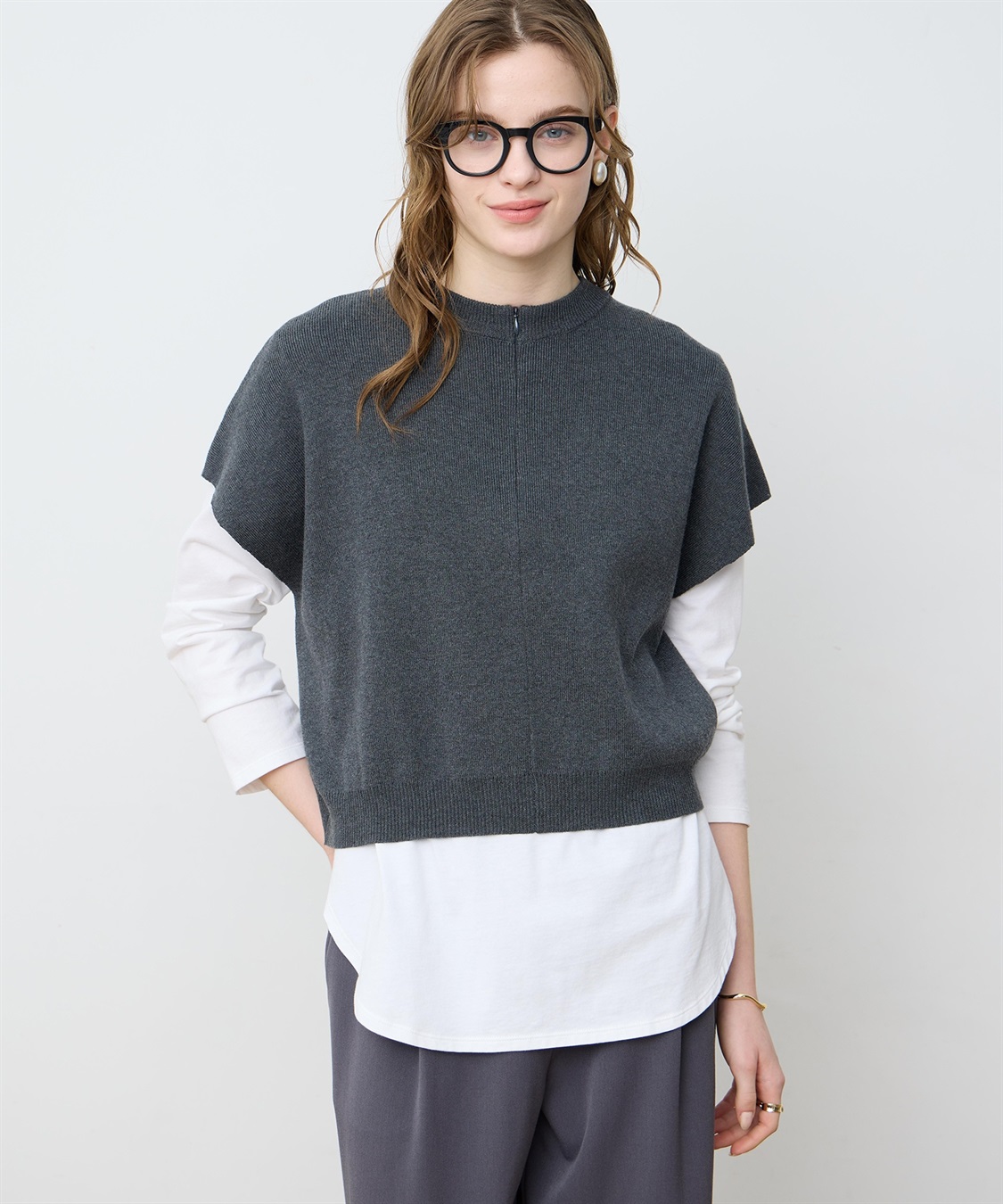 ハーフZIPニットベスト【ハンドウォッシャブル】 LE SOUK HOLIDAY