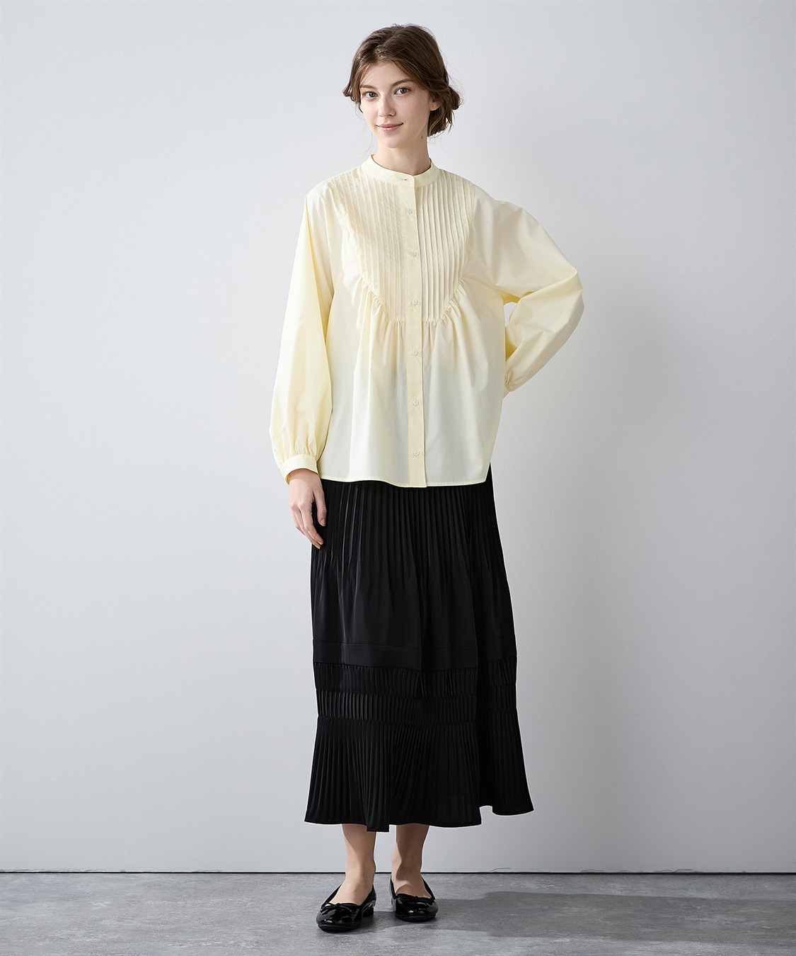 スタンドネック ピンタックブラウス LE SOUK HOLIDAY｜クロスプラス