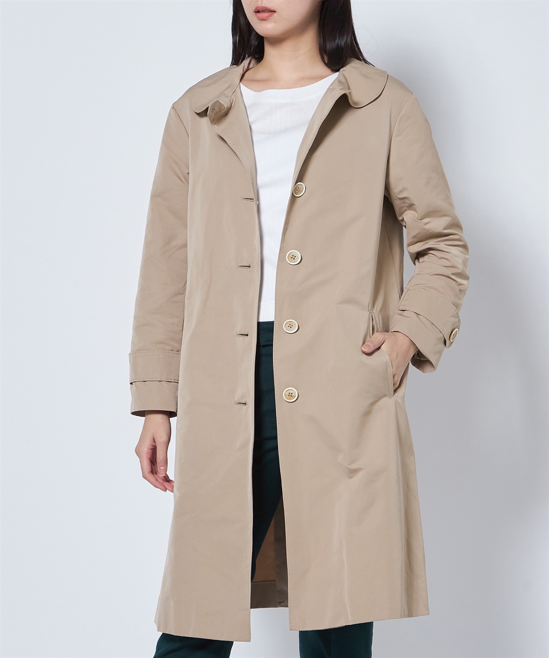 丸衿グログランステンカラーコート 49AV JUNKO SHIMADA｜クロスプラス