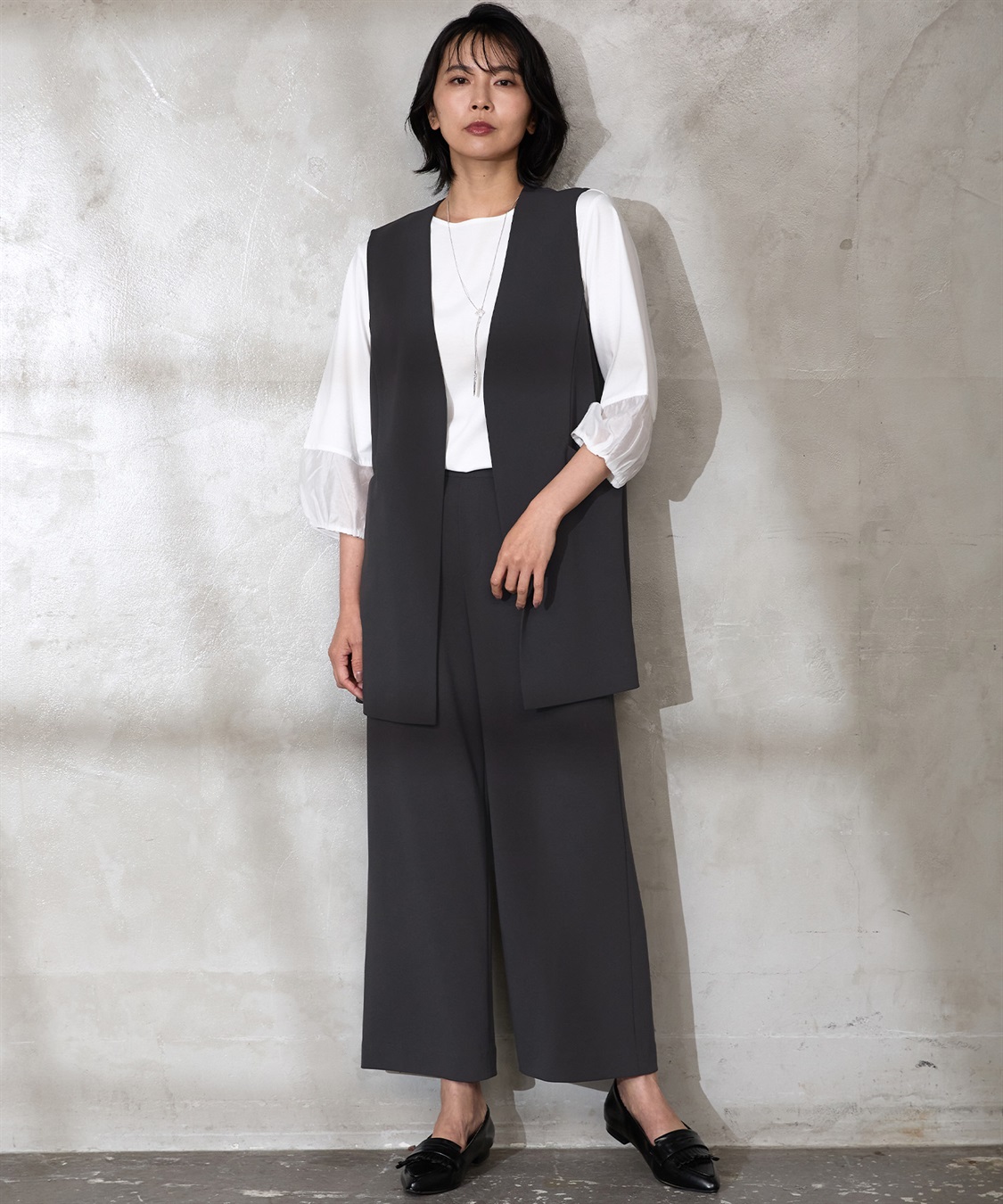 セットアップ対応】ジョーゼットワイドパンツ A/C DESIGN BY ALPHA