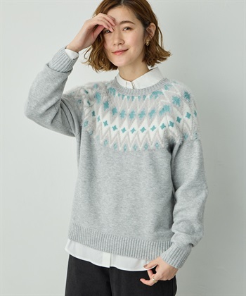 フェアアイルジャガードニットプルオーバー Petit Honfleur｜クロス