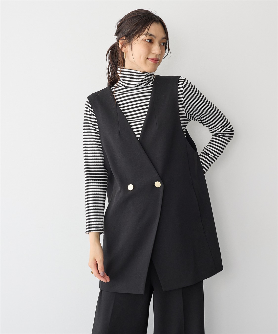 anyfee/プラスサイズ】ニットジョーゼットジレ anyfee｜クロスプラス