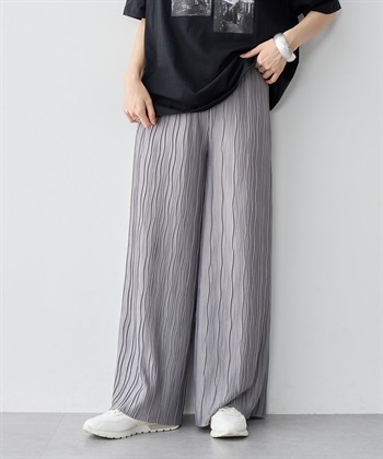 anyfee/大きいサイズ】セルフカットプリーツパンツ anyfee｜クロス