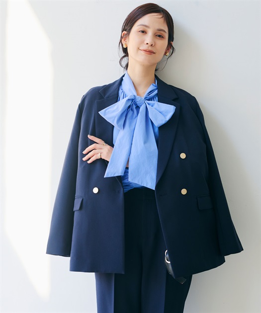 シワになりにくい》サマナチュラ リネンライクテーラードジャケット