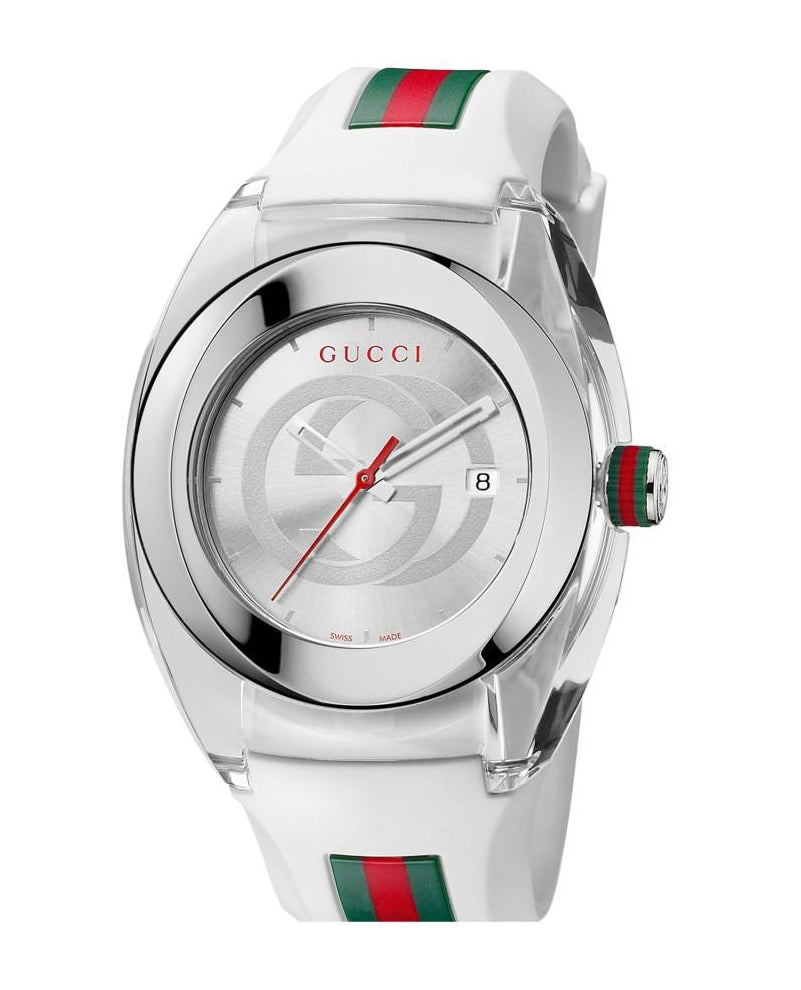 Gucci SYNC XXL White Rubber White Dial Watch YA137102 – Crown Jewelers