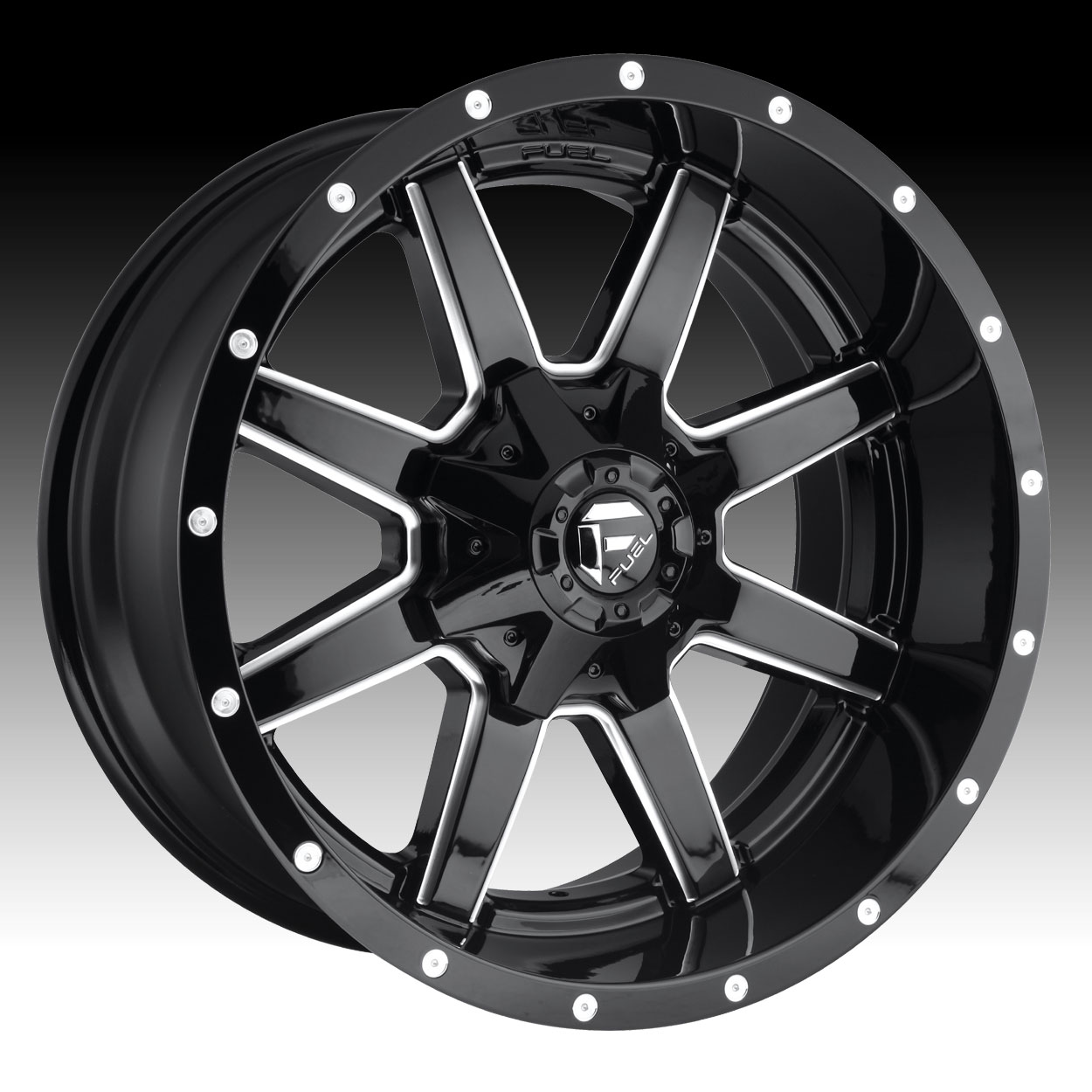 Fuel Maverick D610 Gloss Black Milled Custom Truck Wheels Rims