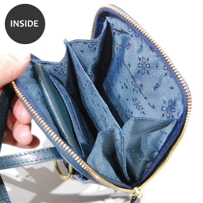 デニム調レザー お財布機能付きスマホショルダー - バッグアトリエA-LOOK