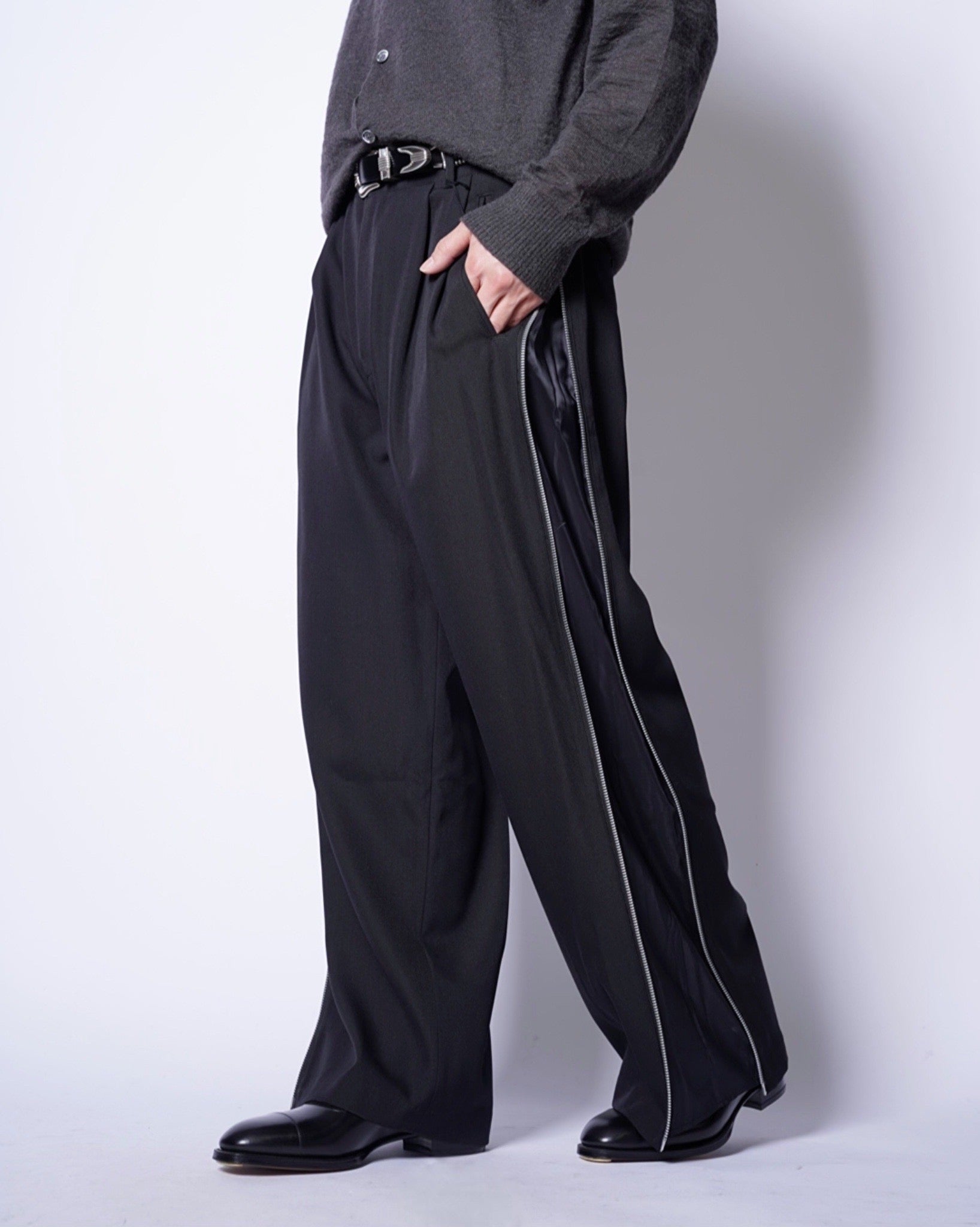 08sircus】Viscose mad cross side zip pants-Amanojak.