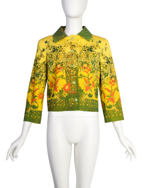 Christian Lacroix Vintage SS 1999 Yellow Folksy Abstract Floral